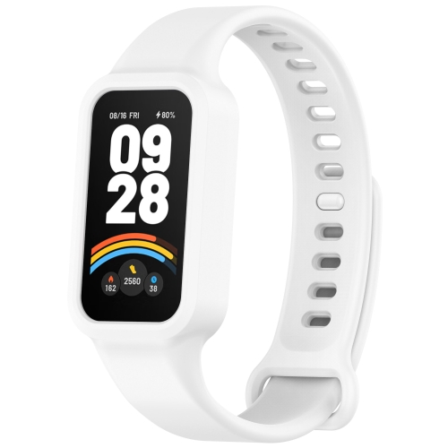 

For Redmi Band 3 / Xiaomi Smart Band 9 Active Solid Color Soft Silicone Integrated Watch Band(White)