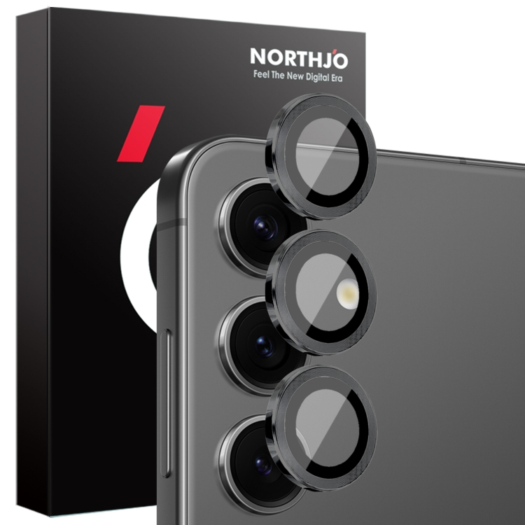 

For Samsung Galaxy S25+ 5G NORTHJO Camera Lens Protector CD Metal Ring Tempered Glass Film(Black)