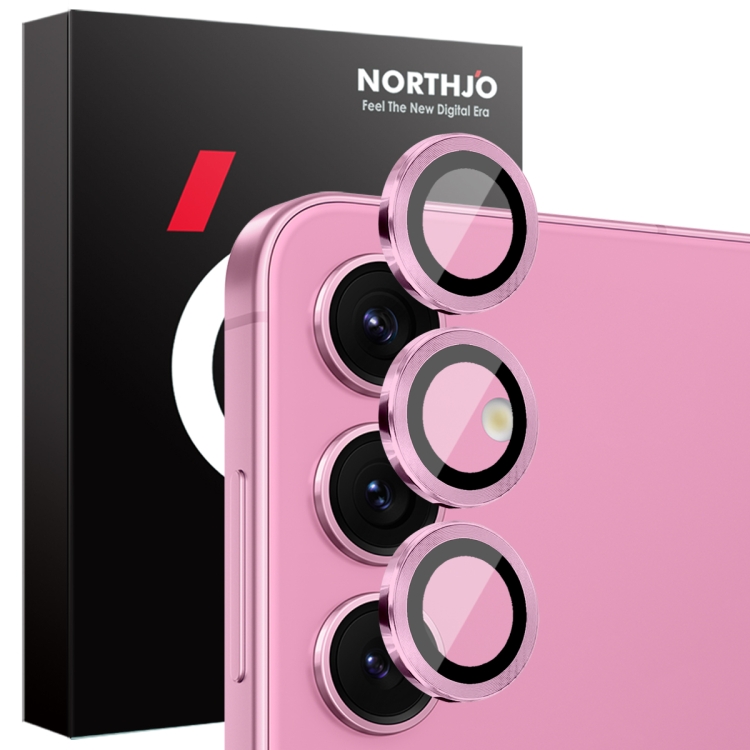 

For Samsung Galaxy S25+ 5G NORTHJO Camera Lens Protector CD Metal Ring Tempered Glass Film(Pink)