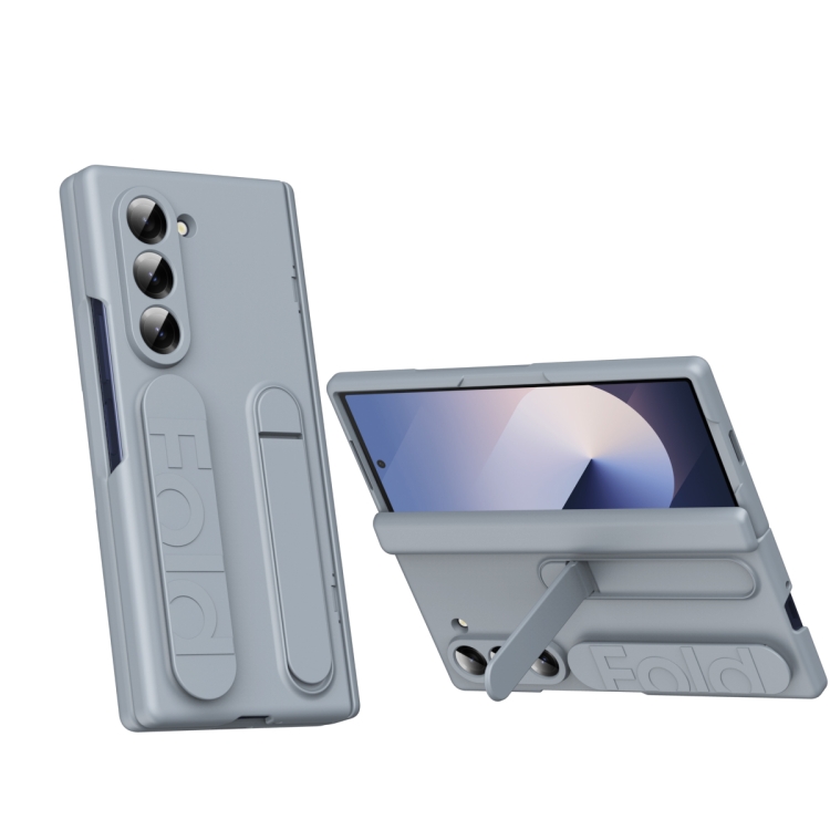 

For Galaxy Z Fold6 5G Bazher Shell Film Integrated Holder Shockproof Phone Case(Grey)