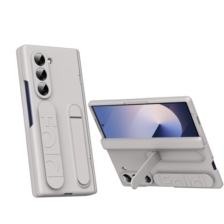 

For Samsung Galaxy Z Fold6 5G Bazher Shell Film Integrated Holder Shockproof Phone Case(Titanium original color)