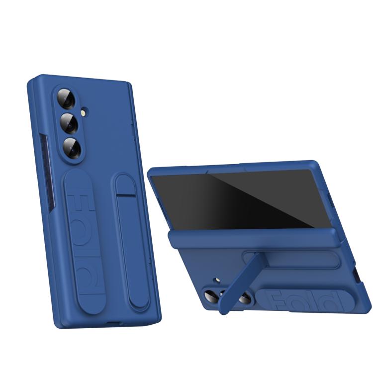 

For Samsung Galaxy Z Fold7 5G Bazher Shell Film Integrated Holder Shockproof Phone Case(Blue)