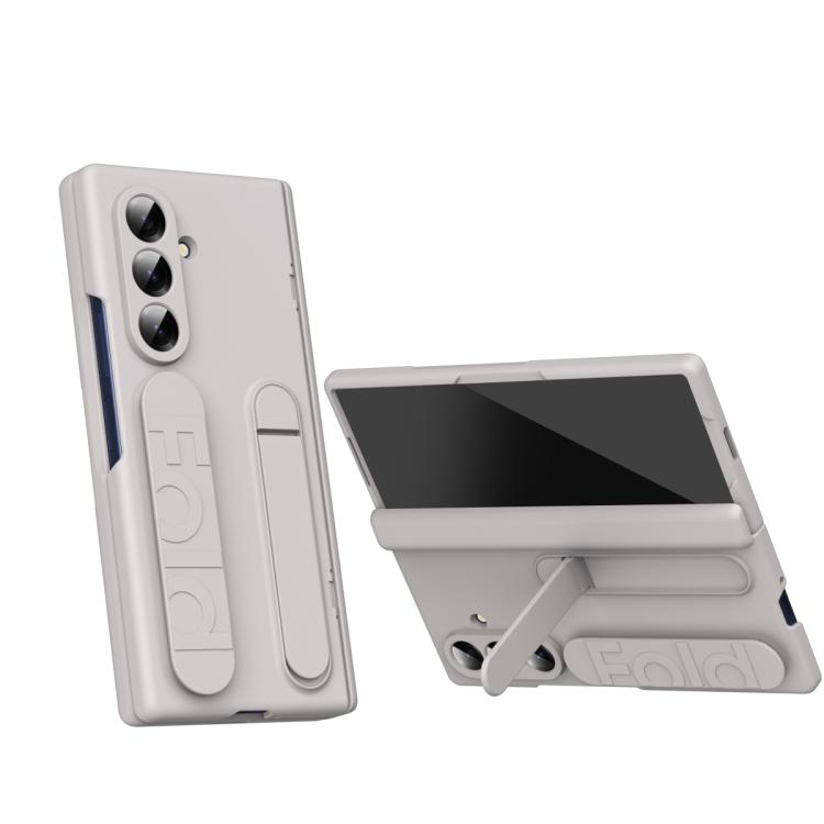 

For Samsung Galaxy Z Fold7 5G Bazher Shell Film Integrated Holder Shockproof Phone Case(Titanium original color)