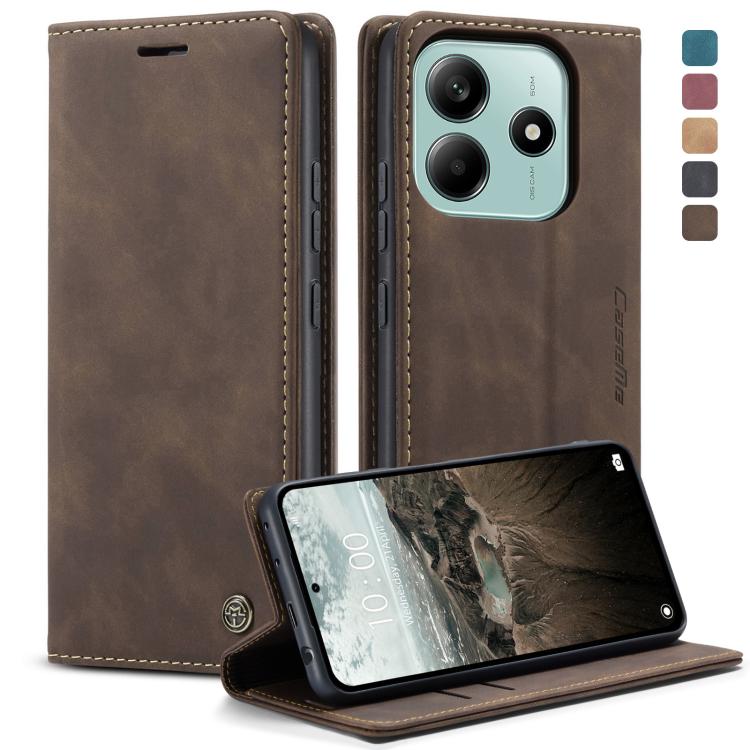 

For Redmi Note 14 Pro 5G CaseMe 013 Multifunctional Horizontal Flip Leather Phone Case(Coffee)