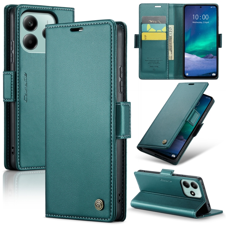 

For Redmi Note 14 5G CaseMe 023 Butterfly Buckle Litchi Texture RFID Anti-theft Leather Phone Case(Green)