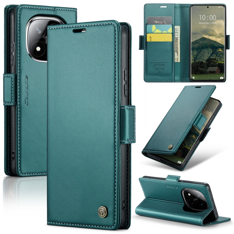 

For Redmi Note 14 Pro 5G CaseMe 023 Butterfly Buckle Litchi Texture RFID Anti-theft Leather Phone Case(Green)