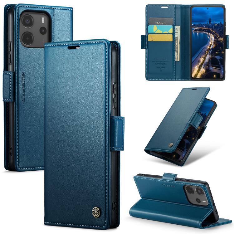 

For Redmi Note 14 4G 164.84mm CaseMe 023 Butterfly Buckle Litchi Texture RFID Anti-theft Leather Phone Case(Blue)