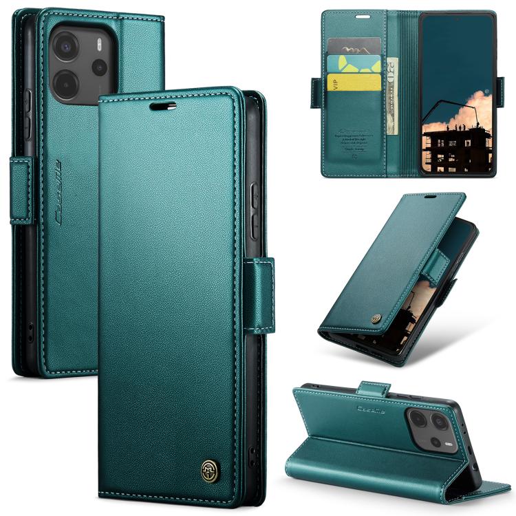 

For Redmi Note 14 4G 163.25mm CaseMe 023 Butterfly Buckle Litchi Texture RFID Anti-theft Leather Phone Case(Green)