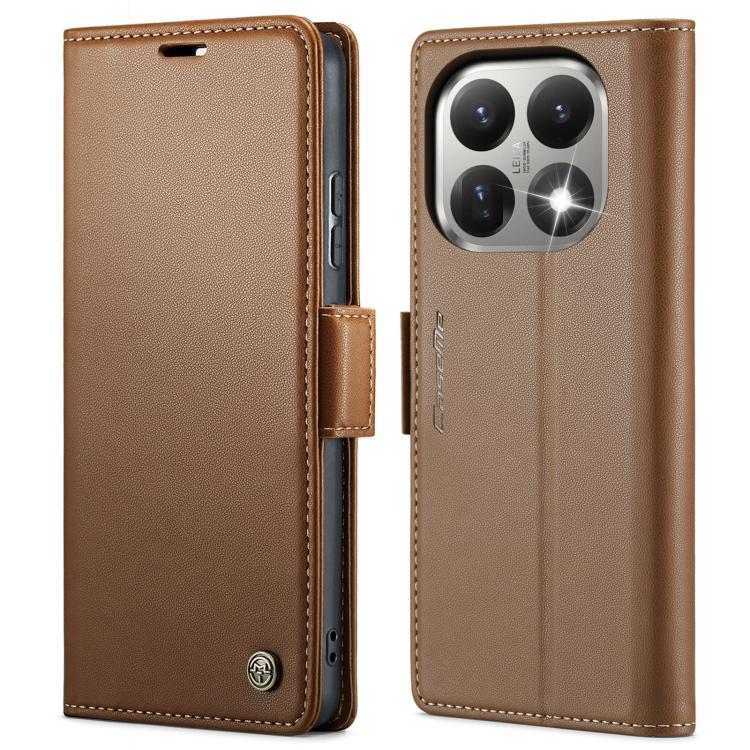 

For Xiaomi 15T CaseMe 023 Butterfly Buckle Litchi Texture RFID Anti-theft Leather Phone Case(Brown)