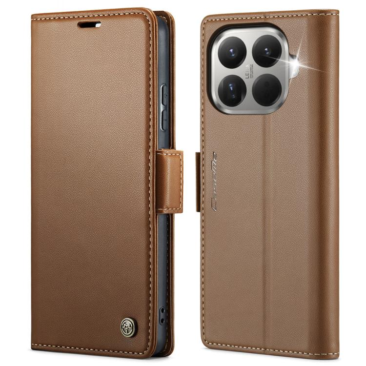 

For Xiaomi 15T Pro CaseMe 023 Butterfly Buckle Litchi Texture RFID Anti-theft Leather Phone Case(Brown)