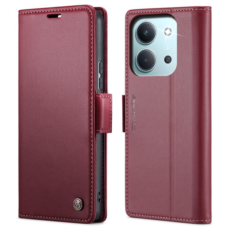 

For Redmi 15C 5G / 4G EU 173mm CaseMe 023 Butterfly Buckle Litchi Texture RFID Anti-theft Leather Phone Case(Red)