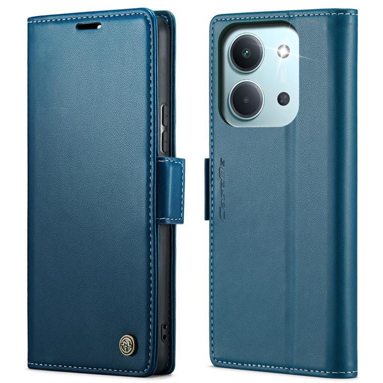

For Redmi 15C 5G / 4G EU 173mm CaseMe 023 Butterfly Buckle Litchi Texture RFID Anti-theft Leather Phone Case(Blue)