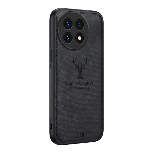 

For OnePlus 13 Deer Head Cloth Skin All-inclusive Phone Case(Black)