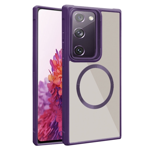 

For Samsung Galaxy S20 FE Plated CD Texture MagSafe Acrylic Hybrid TPU Phone Case(Purple)