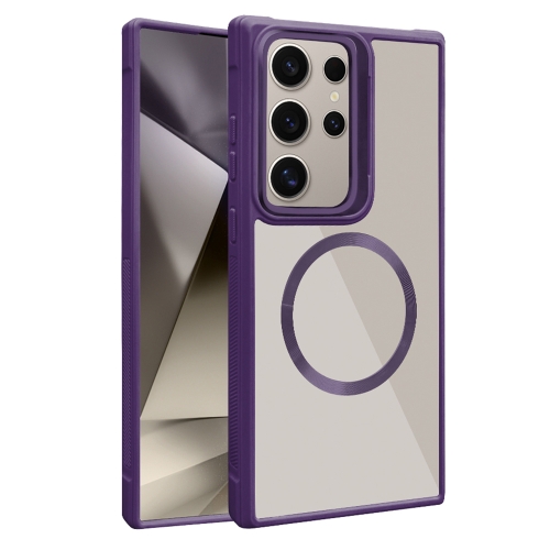 

For Samsung Galaxy S25 Ultra 5G Plated CD Texture MagSafe Acrylic Hybrid TPU Phone Case(Purple)