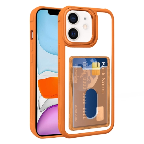 

For iPhone 11 Electroplated Card Bag Acrylic Hybrid TPU Phone Case(Orange)