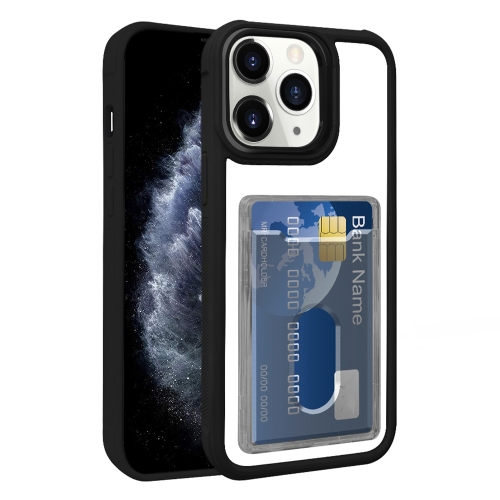 

For iPhone 11 Pro Max Electroplated Card Bag Acrylic Hybrid TPU Phone Case(Black)