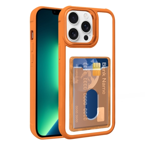 

For iPhone 13 Pro Electroplated Card Bag Acrylic Hybrid TPU Phone Case(Orange)