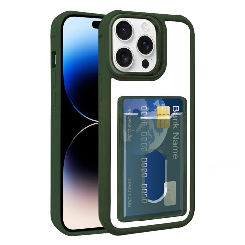 

For iPhone 14 Pro Max Electroplated Card Bag Acrylic Hybrid TPU Phone Case(Green)