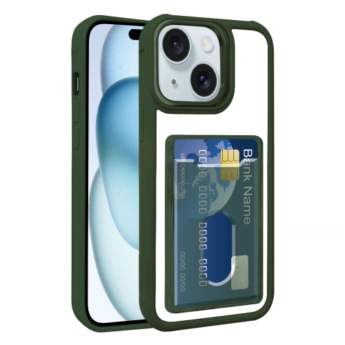 

For iPhone 15 Plus Electroplated Card Bag Acrylic Hybrid TPU Phone Case(Green)