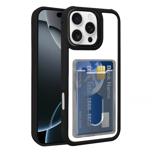 

For iPhone 16 Pro Max Electroplated Card Bag Acrylic Hybrid TPU Phone Case(Black)