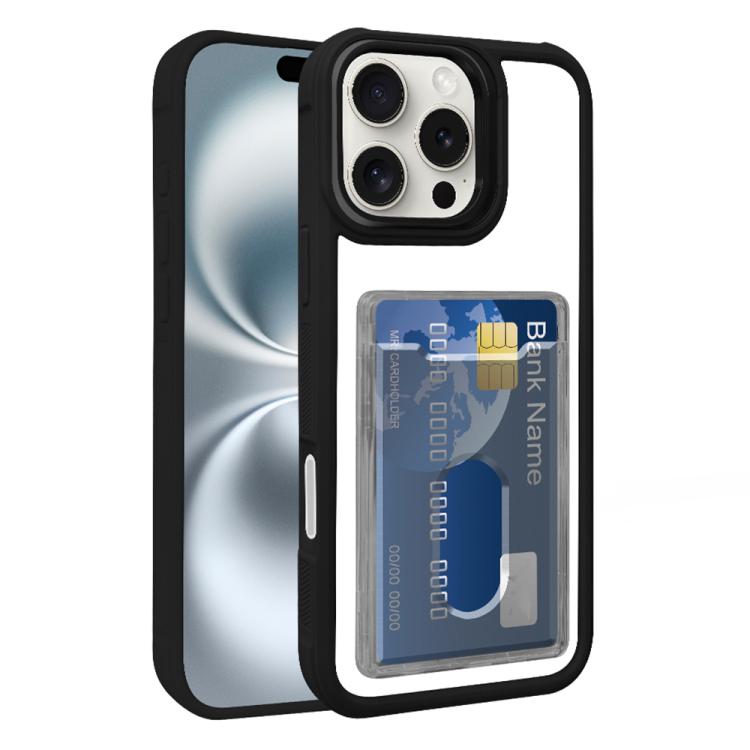 

For iPhone 17 Pro Max Electroplated Card Bag Acrylic Hybrid TPU Phone Case(Black)