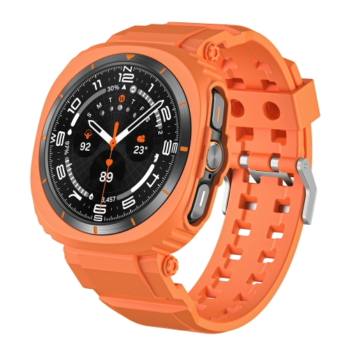 

For Samsung Galaxy Watch Ultra 47mm Holes Style PC Watch Case Integrated TPU Watch Band(Orange)