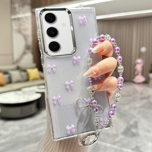 

For Samsung Galaxy S22+ 5G Little Fresh Bow Bracelet Chain TPU Phone Case(Purple)