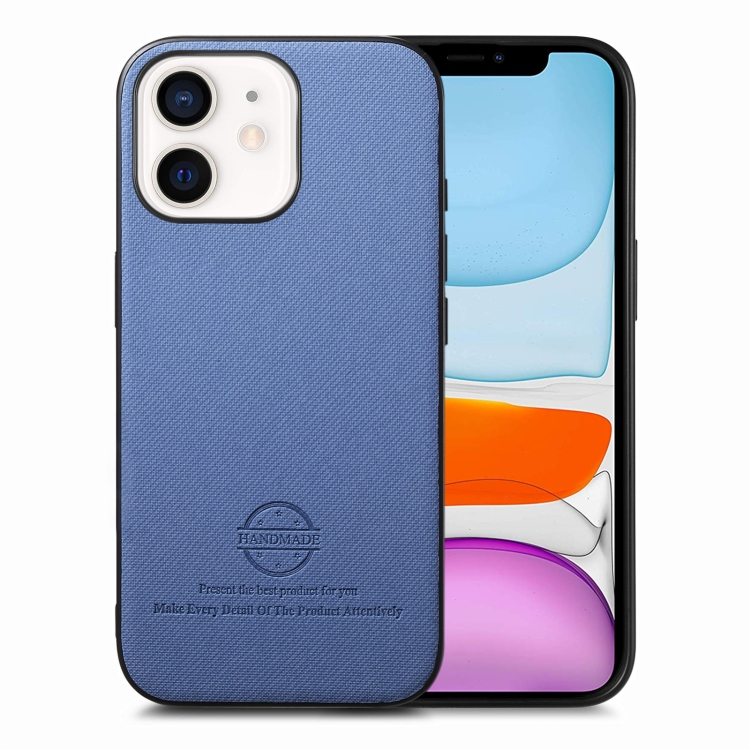

For iPhone 11 Twill Fabric Leather Skin Back Phone Case(Blue)