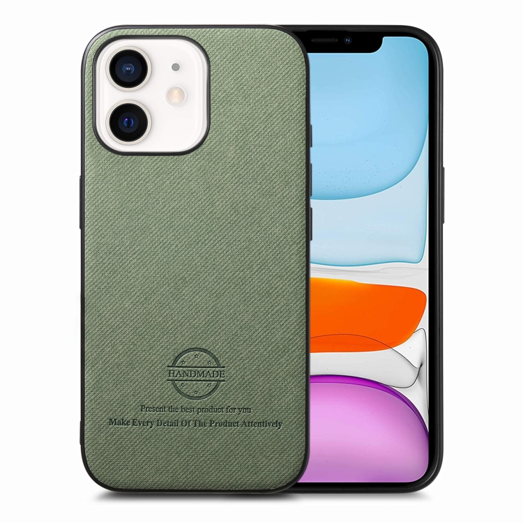 

For iPhone 11 Twill Fabric Leather Skin Back Phone Case(Green)