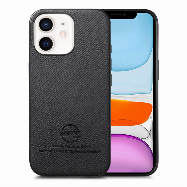 

For iPhone 11 Twill Fabric Leather Skin Back Phone Case(Black)