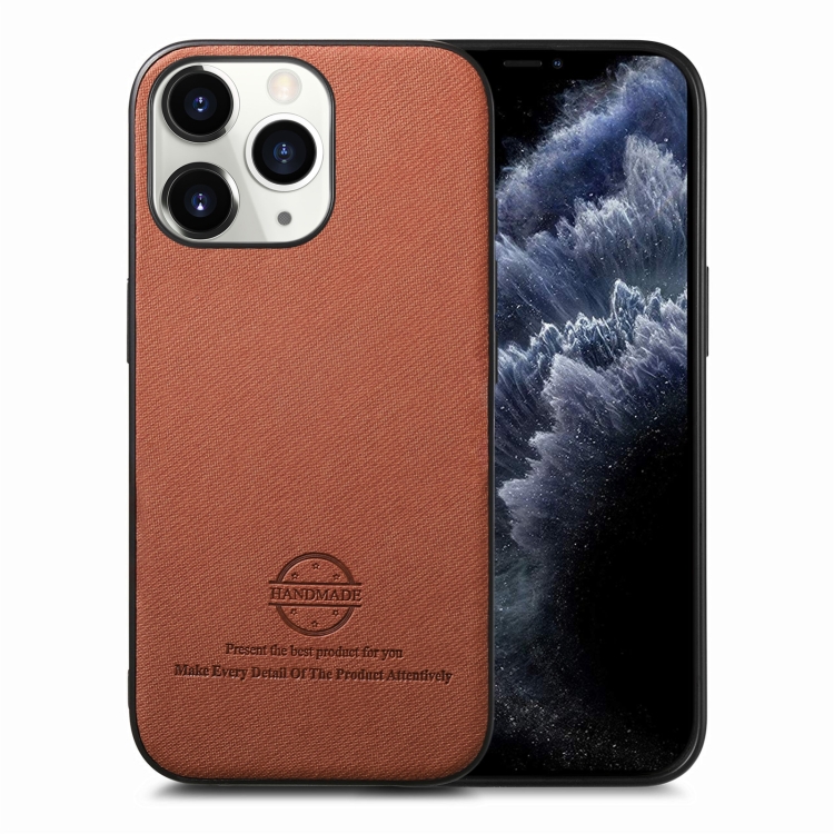 

For iPhone 11 Pro Twill Fabric Leather Skin Back Phone Case(Brown)