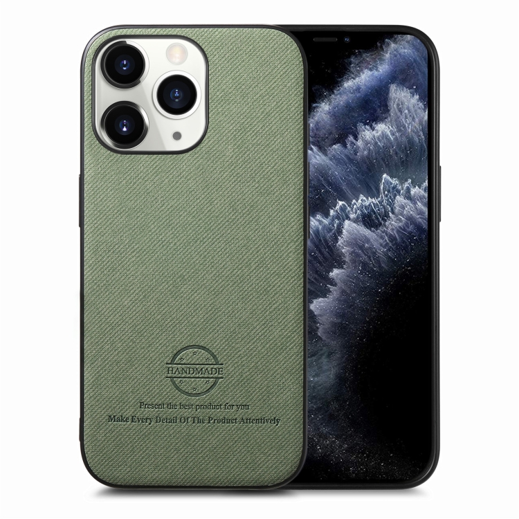 

For iPhone 11 Pro Twill Fabric Leather Skin Back Phone Case(Green)