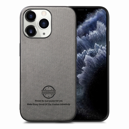 

For iPhone 11 Pro Twill Fabric Leather Skin Back Phone Case(Gray)
