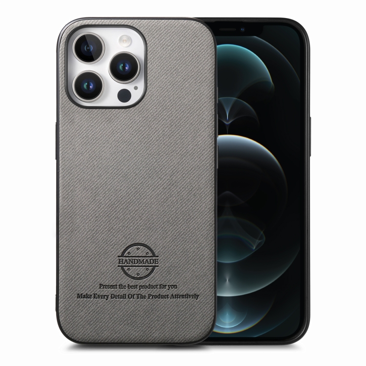 

For iPhone 12 Pro Twill Fabric Leather Skin Back Phone Case(Gray)