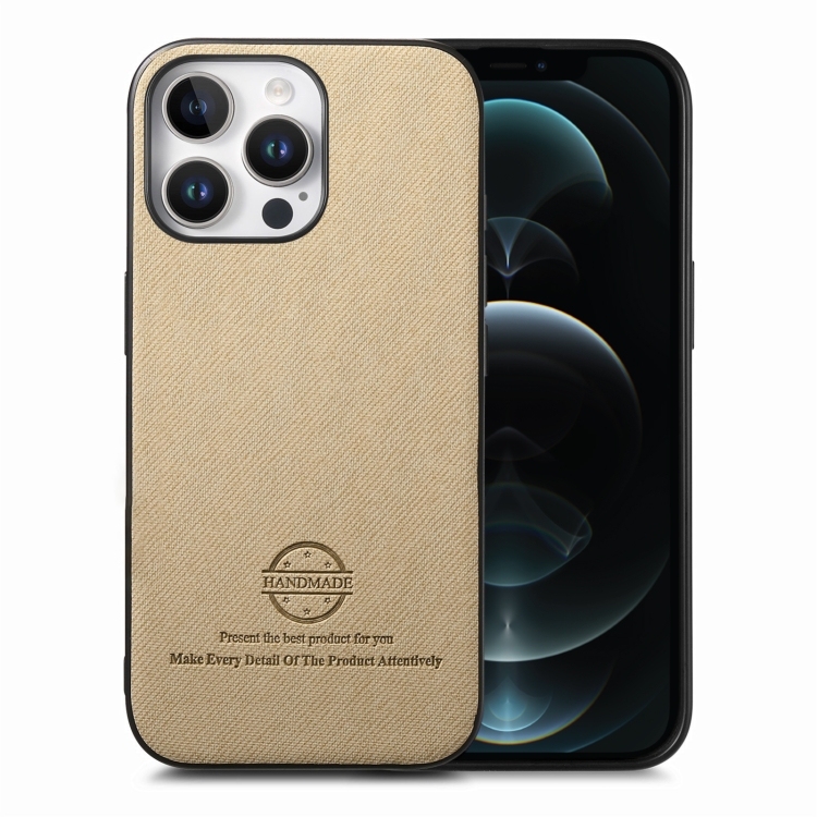 

For iPhone 12 Pro Twill Fabric Leather Skin Back Phone Case(Khaki)