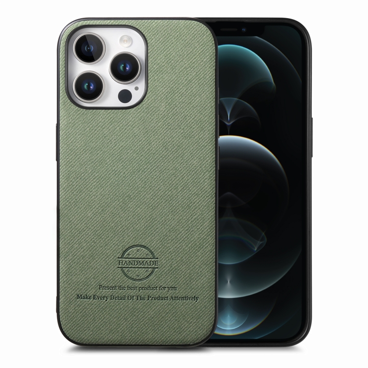 

For iPhone 12 Pro Max Twill Fabric Leather Skin Back Phone Case(Green)