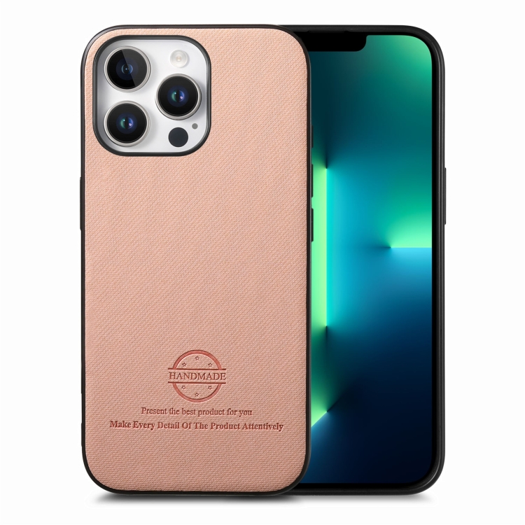 

For iPhone 13 Pro Twill Fabric Leather Skin Back Phone Case(Pink)