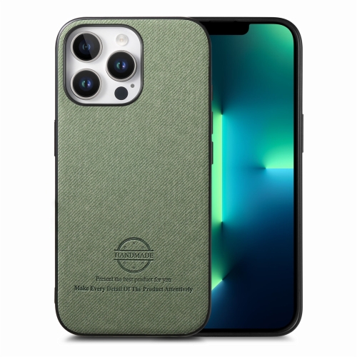

For iPhone 13 Pro Twill Fabric Leather Skin Back Phone Case(Green)