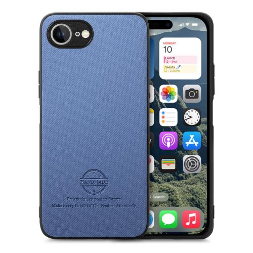 

For iPhone 16e Twill Fabric Leather Skin Back Phone Case(Blue)