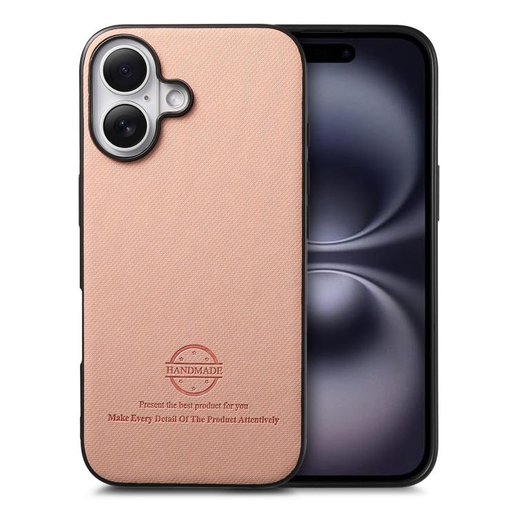 

For iPhone 17 Twill Fabric Leather Skin Back Phone Case(Pink)