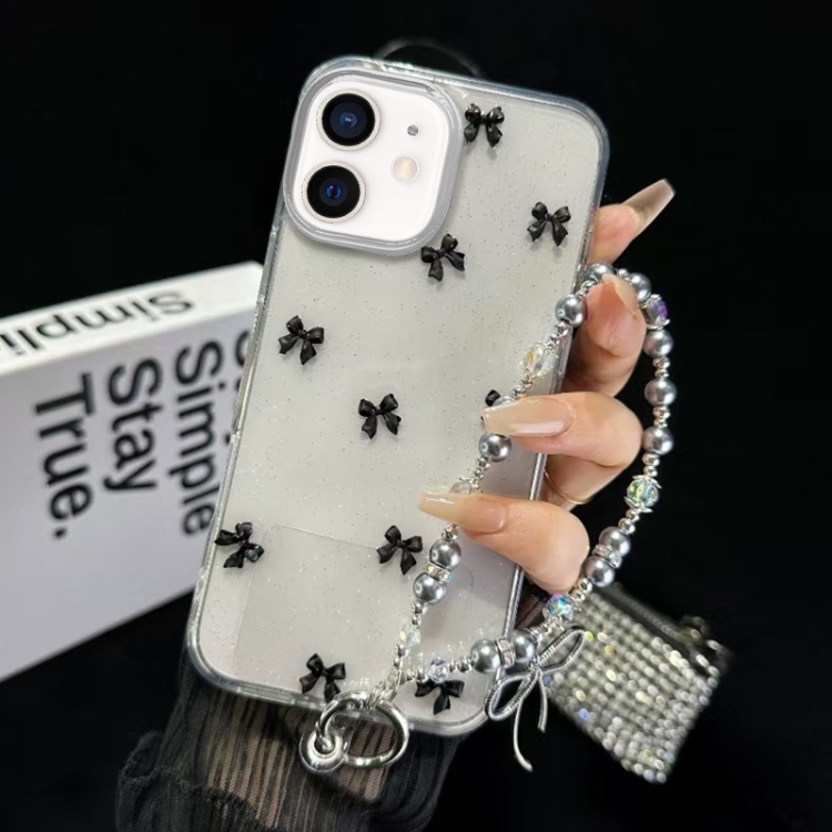 

For iPhone 12 Little Fresh Bow Bracelet Chain TPU Phone Case(Black)