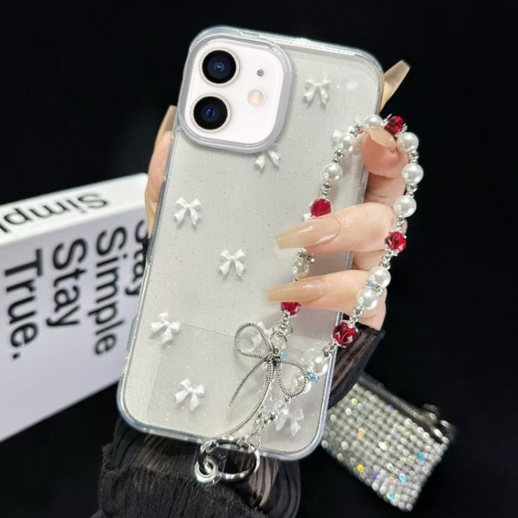 

For iPhone 11 Little Fresh Bow Bracelet Chain TPU Phone Case(White)