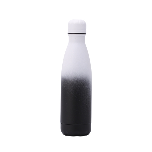 

JUNSUNMAY 500ml Gradient Colored Coating 304 Stainless Steel Water Vacuum Bottle(Black White)