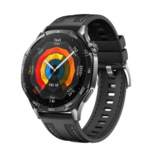 For Huawei Watch GT 5 / GT 5 Pro 46mm Push Connector 22mm Hybrid Nylon Silicone Watch Band(Black)