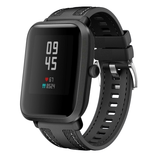 

For Amazfit Bip 5 / GTR 4 Push Connector 22mm Hybrid Nylon Silicone Watch Band(Black)