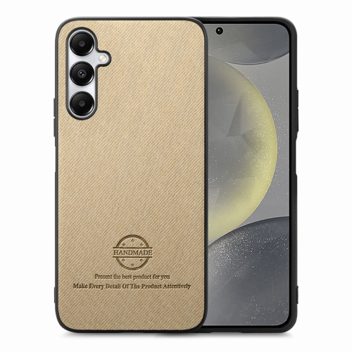 

For Samsung Galaxy S24 5G Twill Fabric Leather Skin Back Phone Case(Khaki)