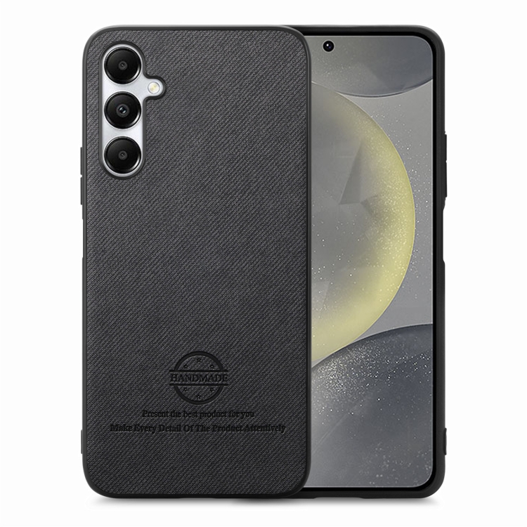 

For Samsung Galaxy S24+ 5G Twill Fabric Leather Skin Back Phone Case(Black)