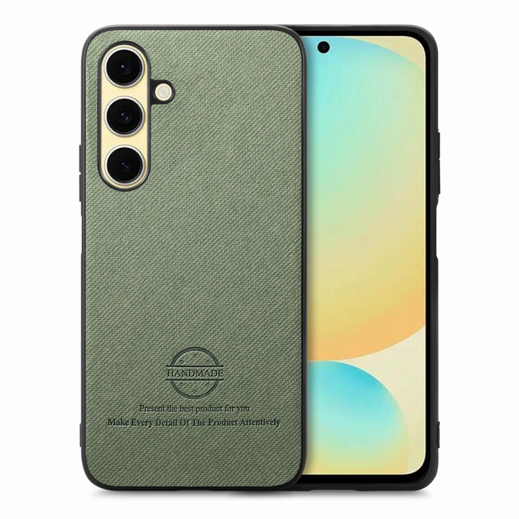 

For Samsung Galaxy S24 FE 5G Twill Fabric Leather Skin Back Phone Case(Green)