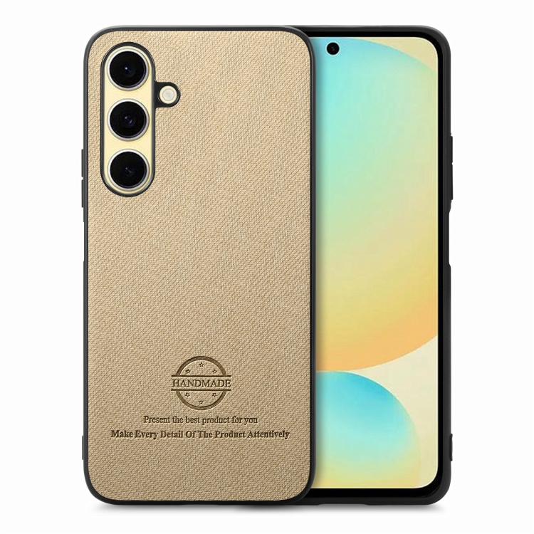 

For Samsung Galaxy S24 FE 5G Twill Fabric Leather Skin Back Phone Case(Khaki)